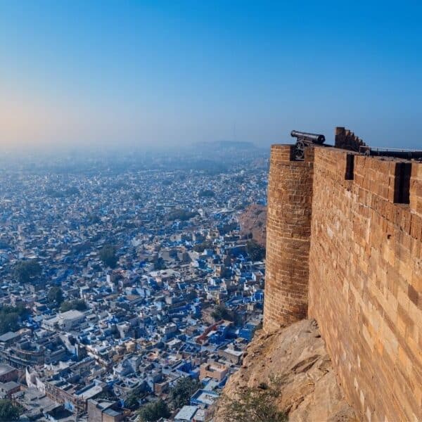 Tour package for Rajasthan featuring Mehrangarh Fort overlooking Jodhpur blue city