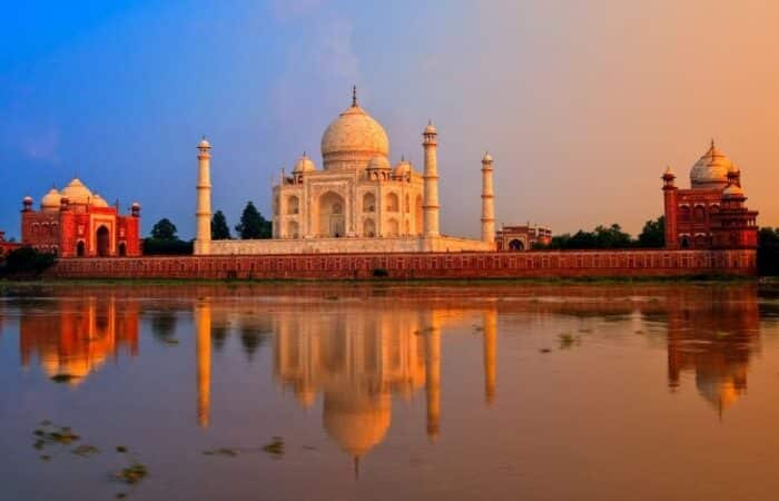 Luxury Golden Triangle tour India with Taj Mahal and Jaipur palace interiors with Taj Mahal, Delhi and Jaipur heritage landmarks