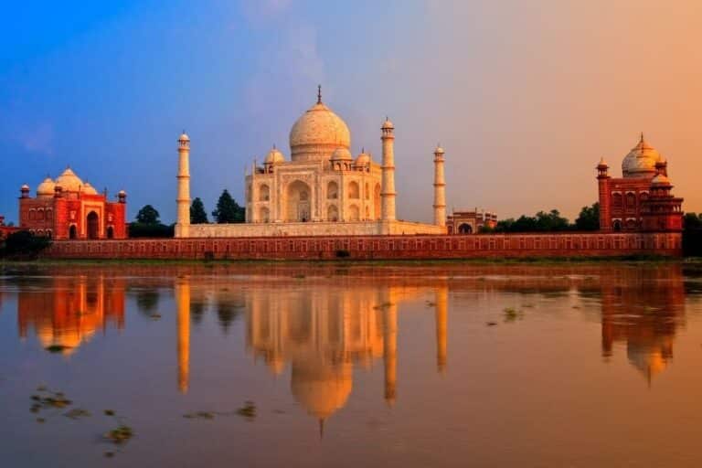 Luxury Golden Triangle tour India with Taj Mahal and Jaipur palace interiors with Taj Mahal, Delhi and Jaipur heritage landmarks