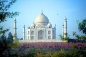 Golden Triangle trip from Jaipur with palace courtyards and Taj Mahal views with Taj Mahal, Delhi and Jaipur heritage landmarks